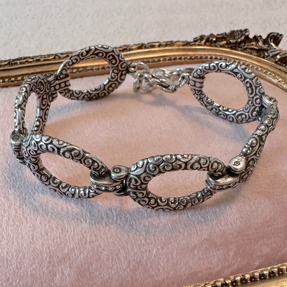 Retired Brighton Bracelet Cher Jazz Silver Swirls Crystal Links Romantic Western - Picture 7 of 11